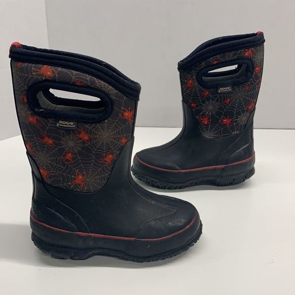 Bogs Other - Bogs Creepy Crawly Black Red Spiders Pull On Waterproof -30 Snow Rain Boots 8